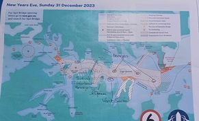 Carte de la baie avec les zones de positionnement des bateaux